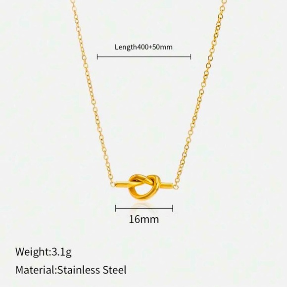 18KT Gold Plated Stainless Steel Knot Minimalist Necklace Pendant - Picture 3 of 3